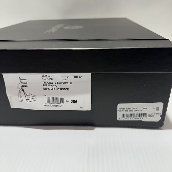 NIB Versace Aevitas IT 38.5 US 8.5 Pointed Platform Black Strappy Pumps $1,825 - Picture 15 of 16